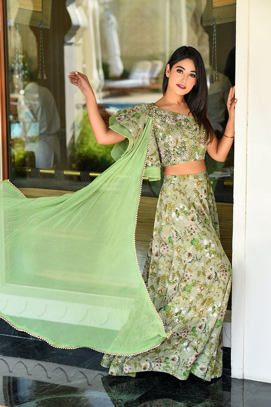 Pistachio lehenga