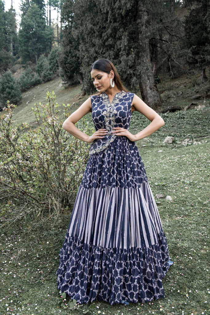 Ebony Blue Anarkali