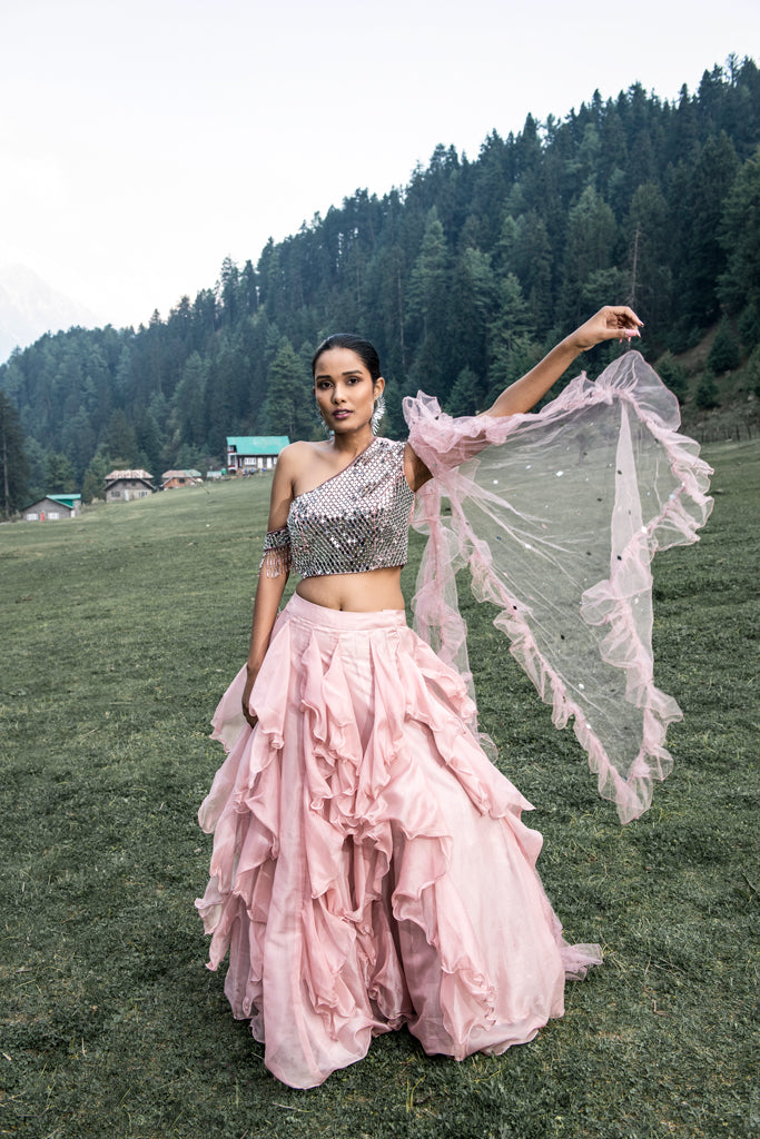 Pink Ruffled Lehenga