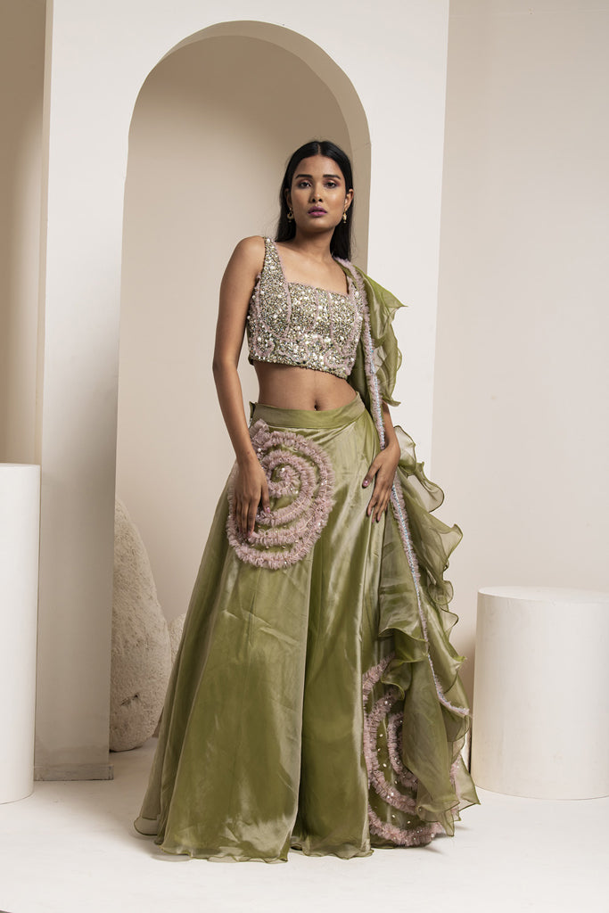 Camo Green Lehenga