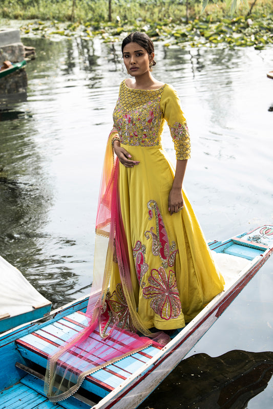 Neon Georgette Anarkali