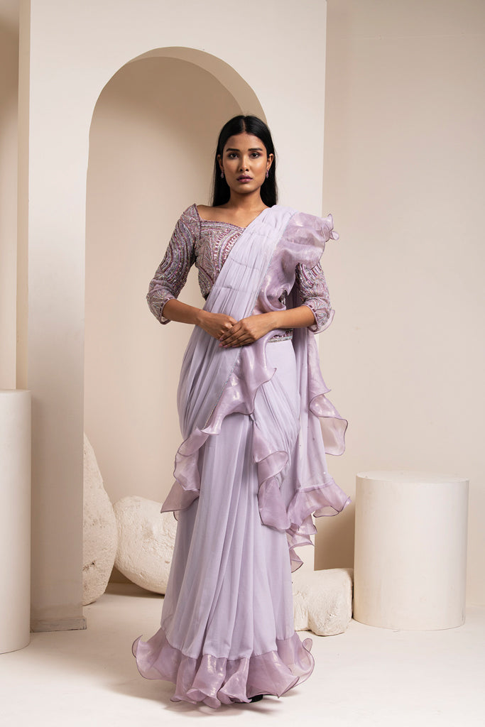 Purple Chiffon Saree