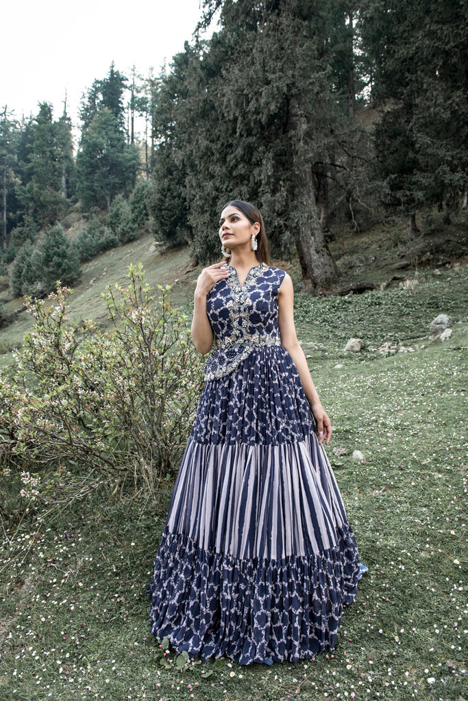 Ebony Blue Anarkali