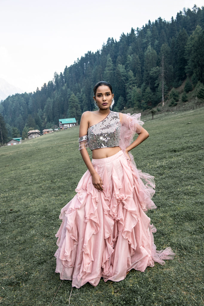 Pink Ruffled Lehenga