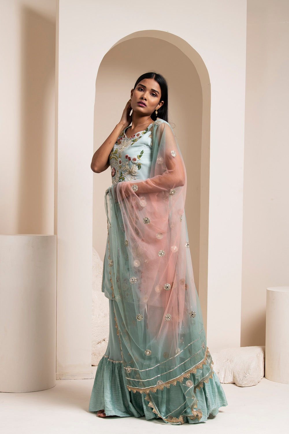 Mist Green Kurta Palazzo Set