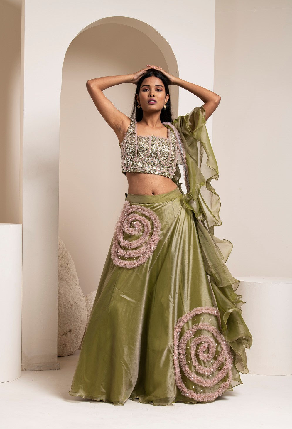 Camo Green Lehenga