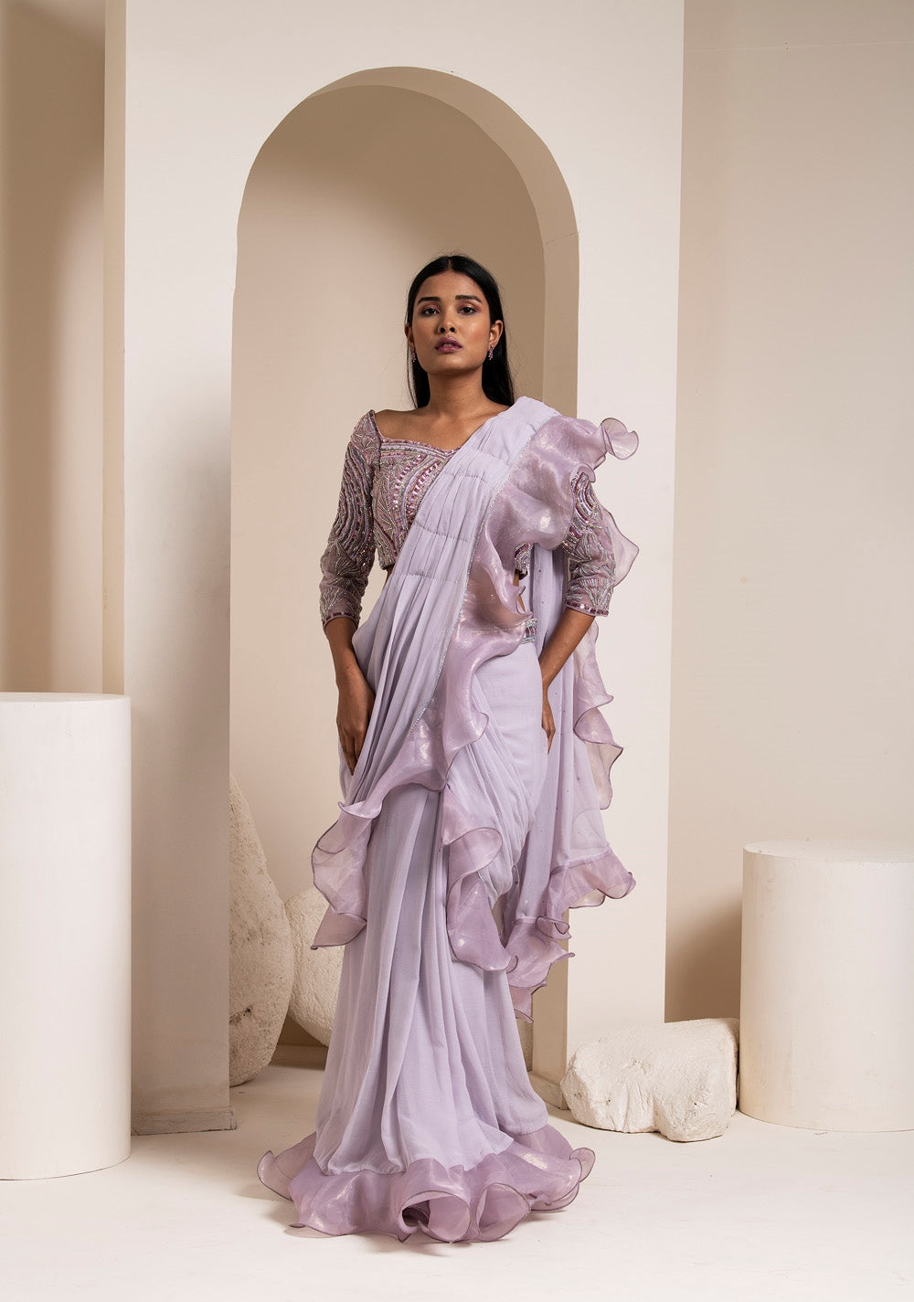 Purple Chiffon Saree