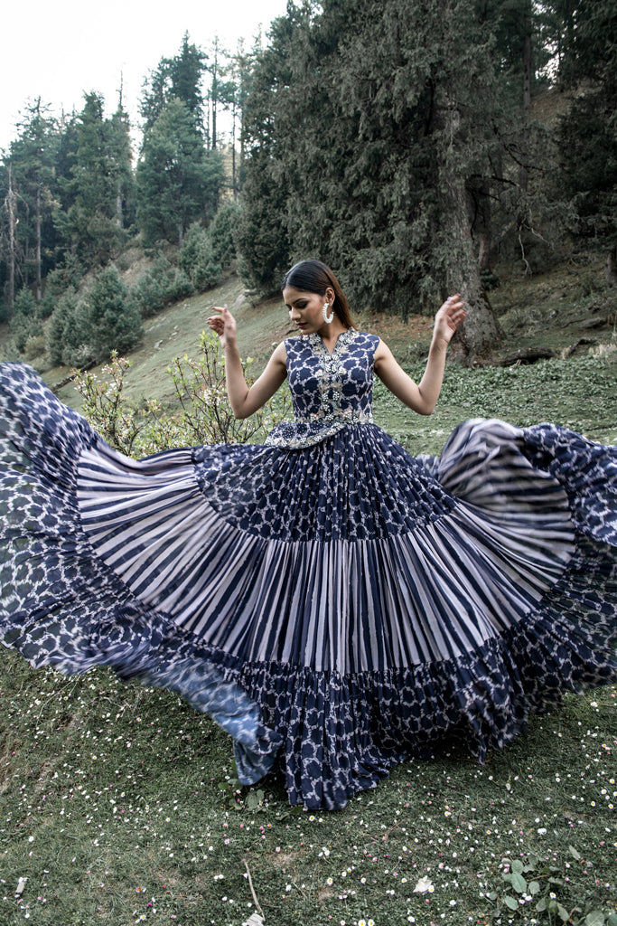 Ebony Blue Anarkali