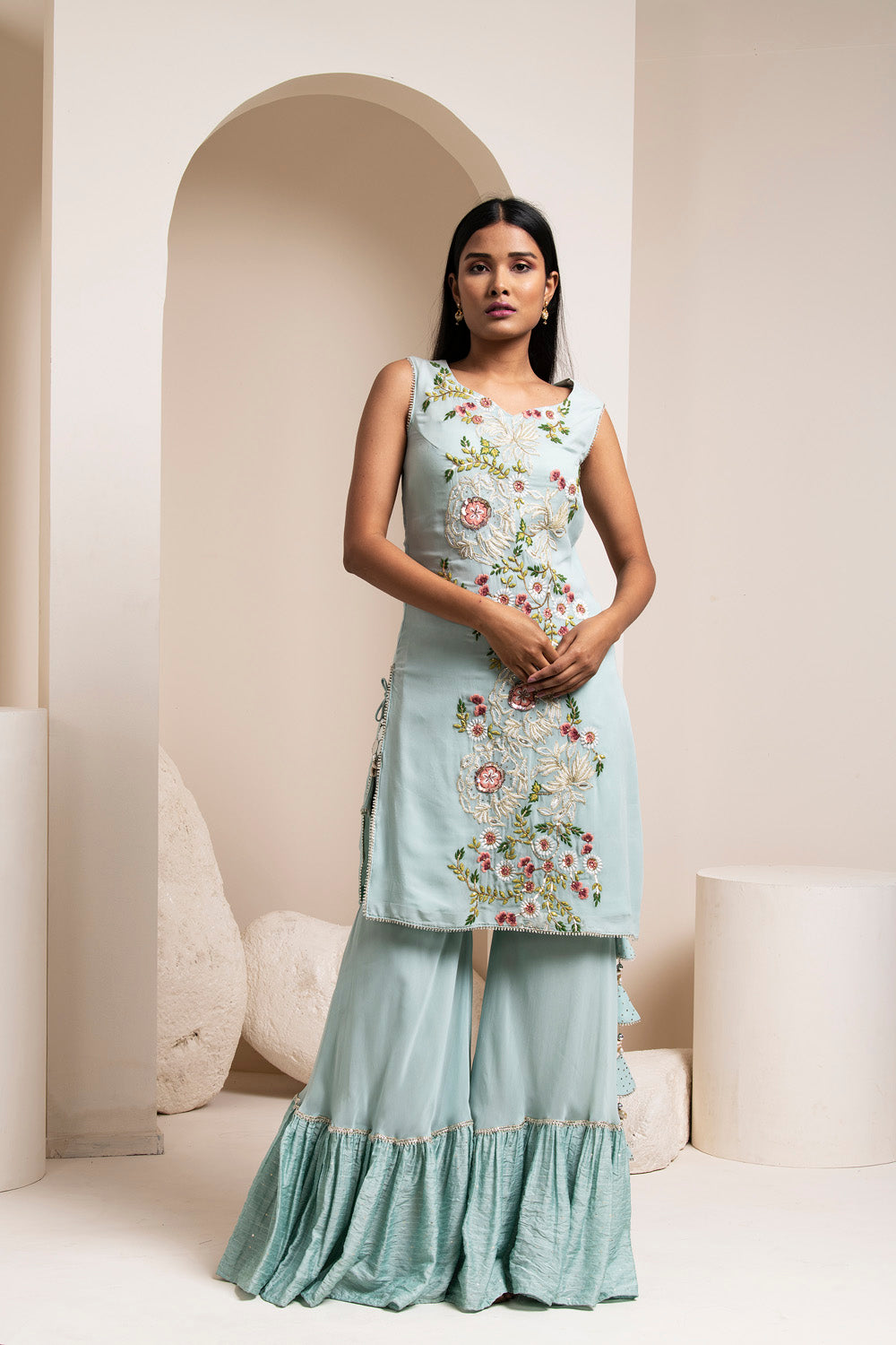 Mist Green Kurta Palazzo Set