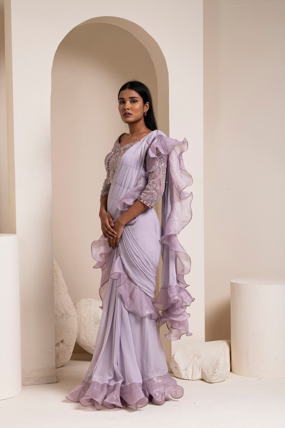 Purple Chiffon Saree