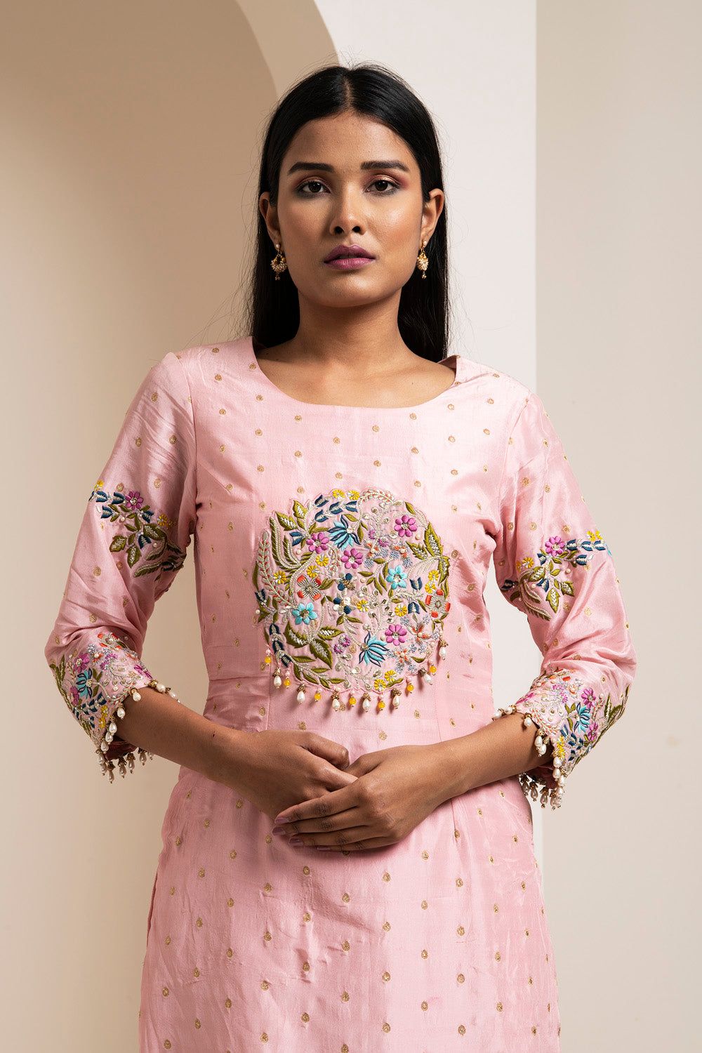 Pale Pink Chanderi Kurta Set