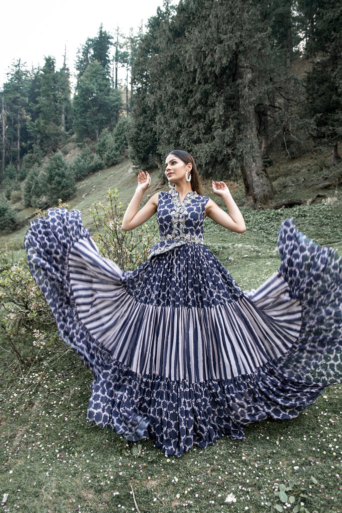 Ebony Blue Anarkali