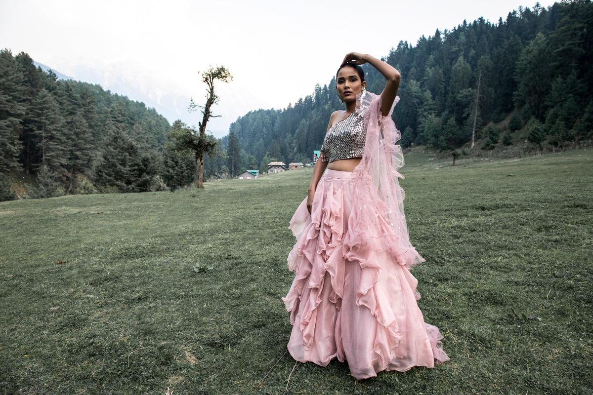 Pink Ruffled Lehenga