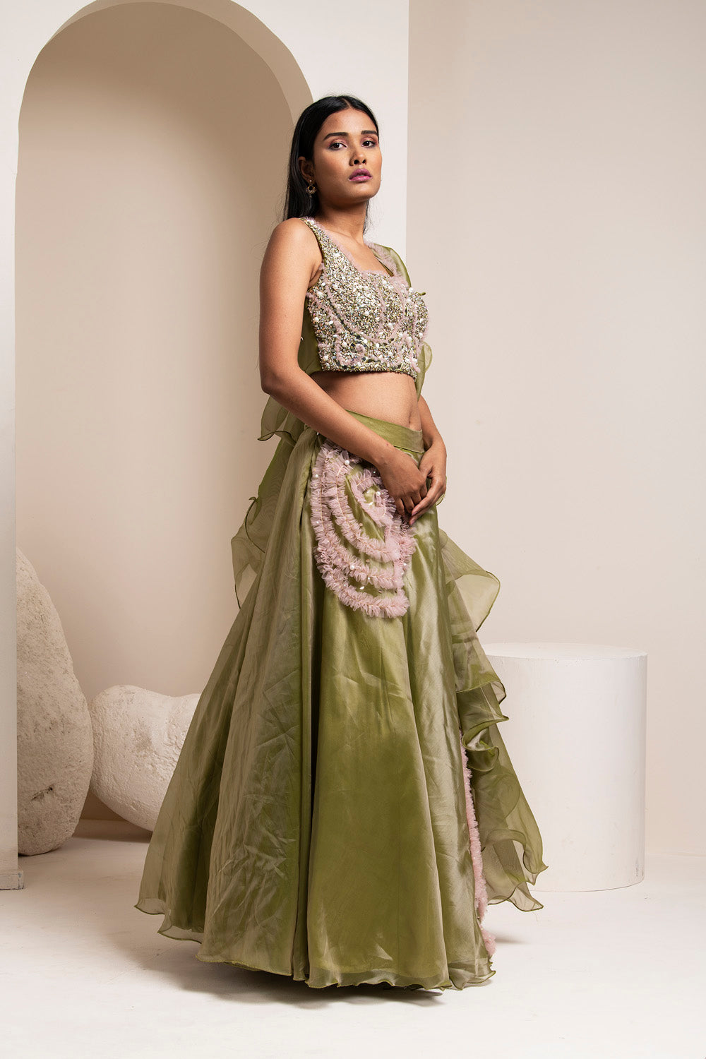 Camo Green Lehenga