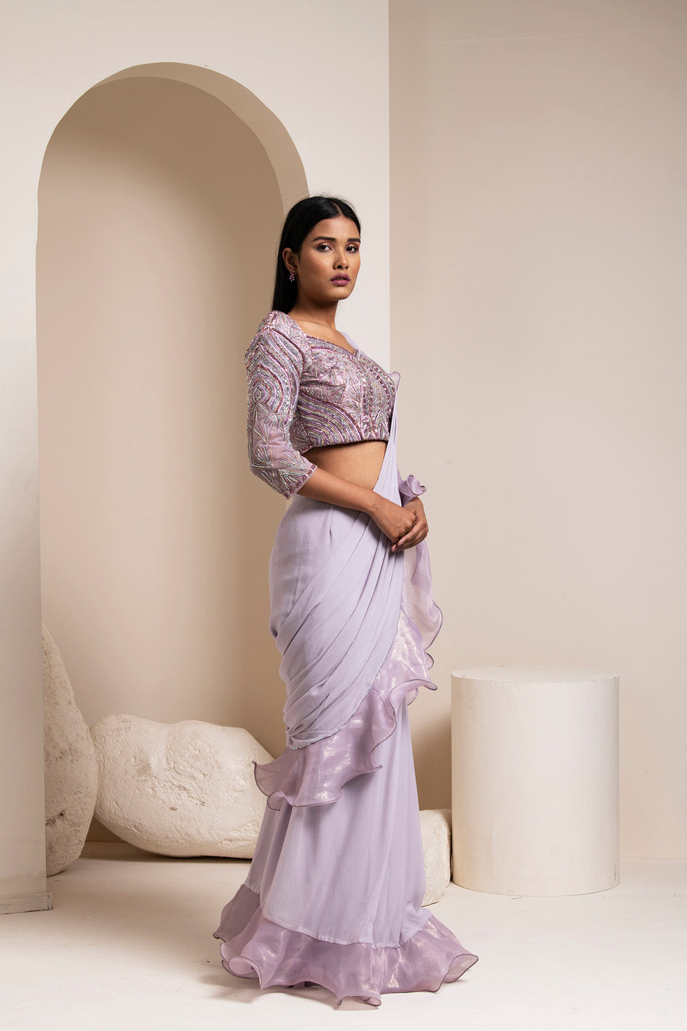 Purple Chiffon Saree