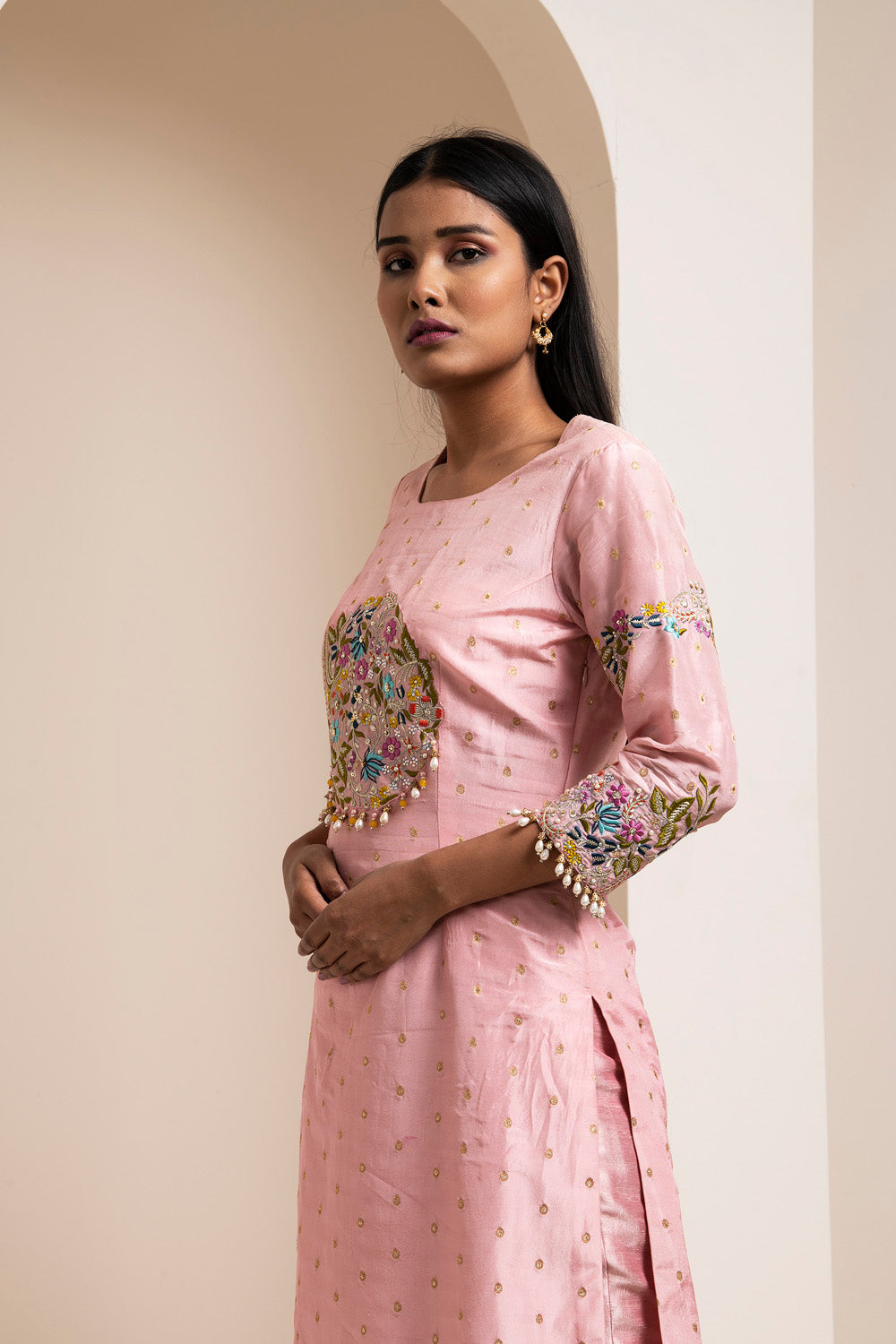 Pale Pink Chanderi Kurta Set