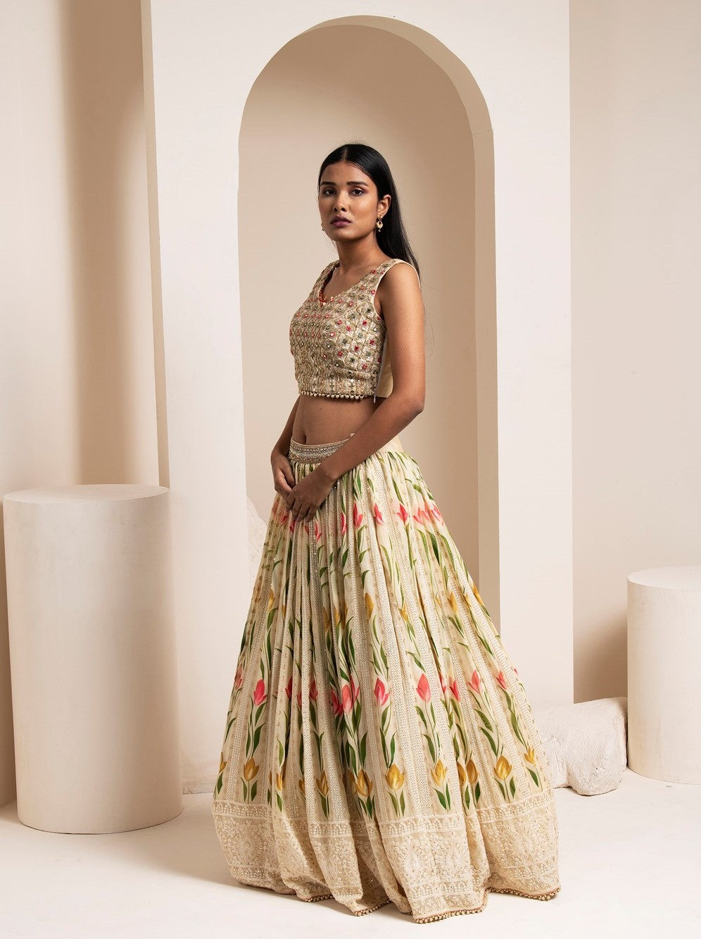 Spanish White Lehenga