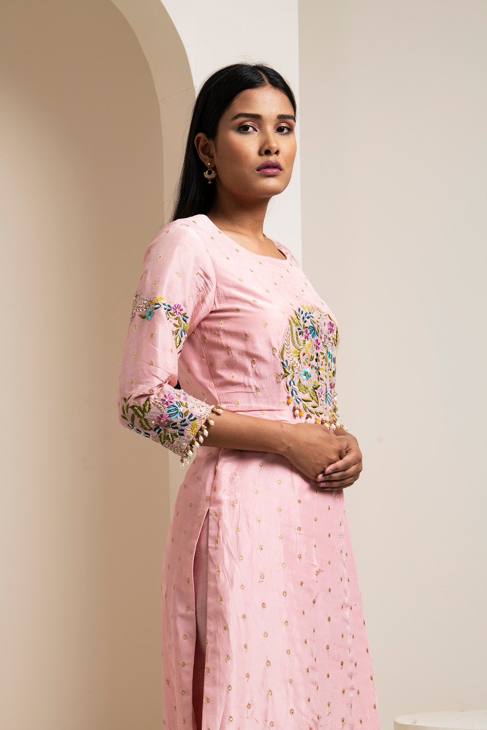 Pale Pink Chanderi Kurta Set