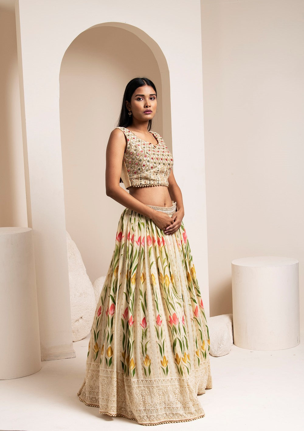 Spanish White Lehenga