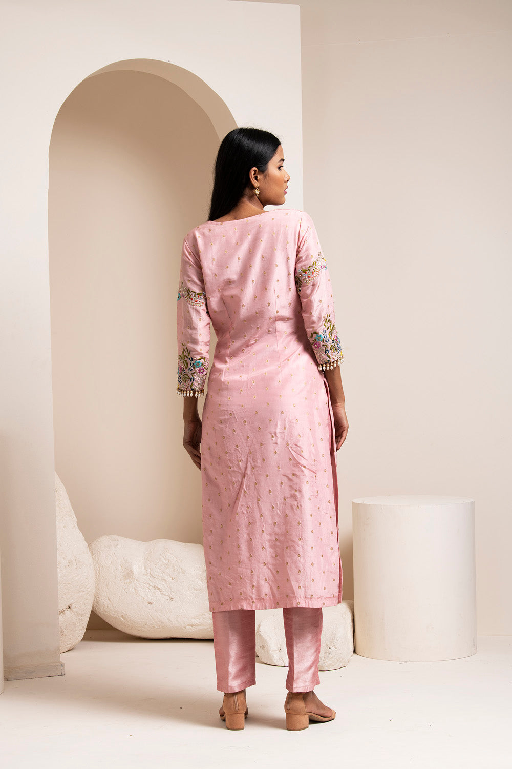 Pale Pink Chanderi Kurta Set