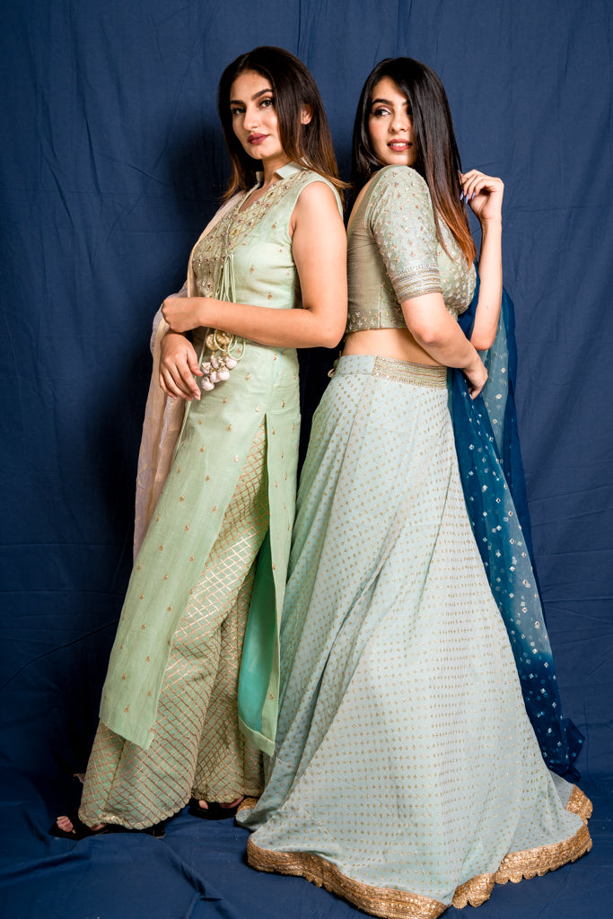 Dappled ice blue lehenga