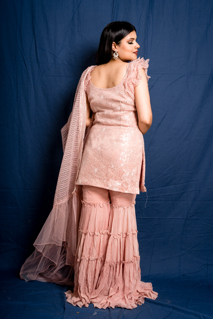 soft pink sharara set