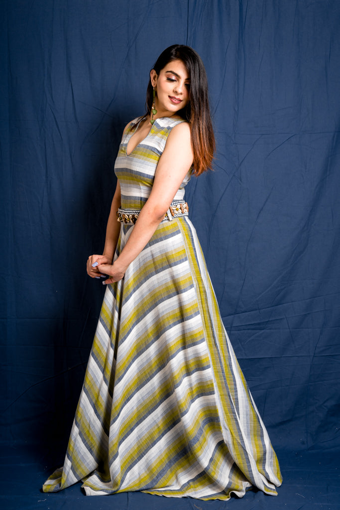 Striated maxi dress