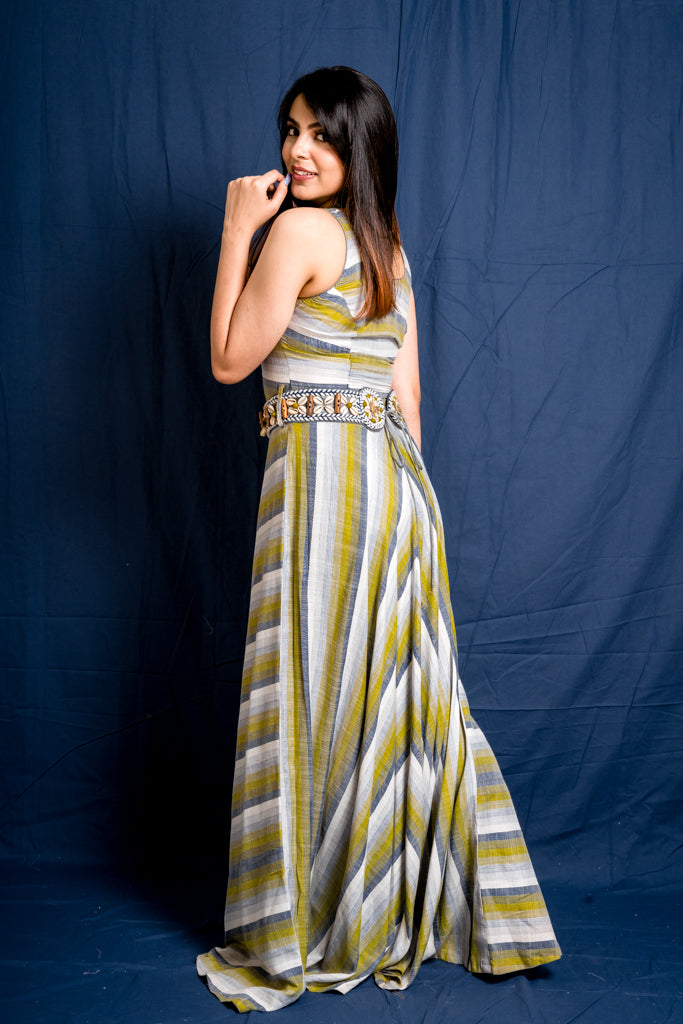 Striated maxi dress