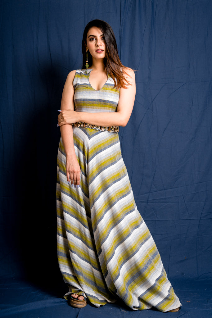 Striated maxi dress