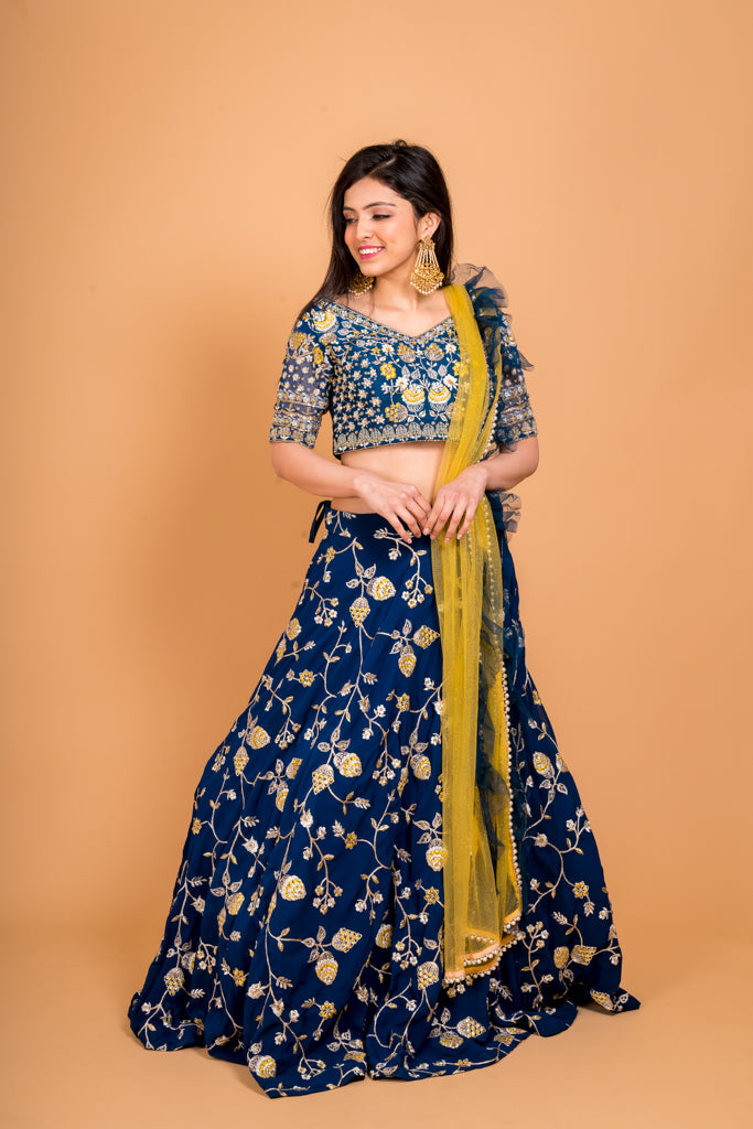 Lime 'n' Blue lehenga