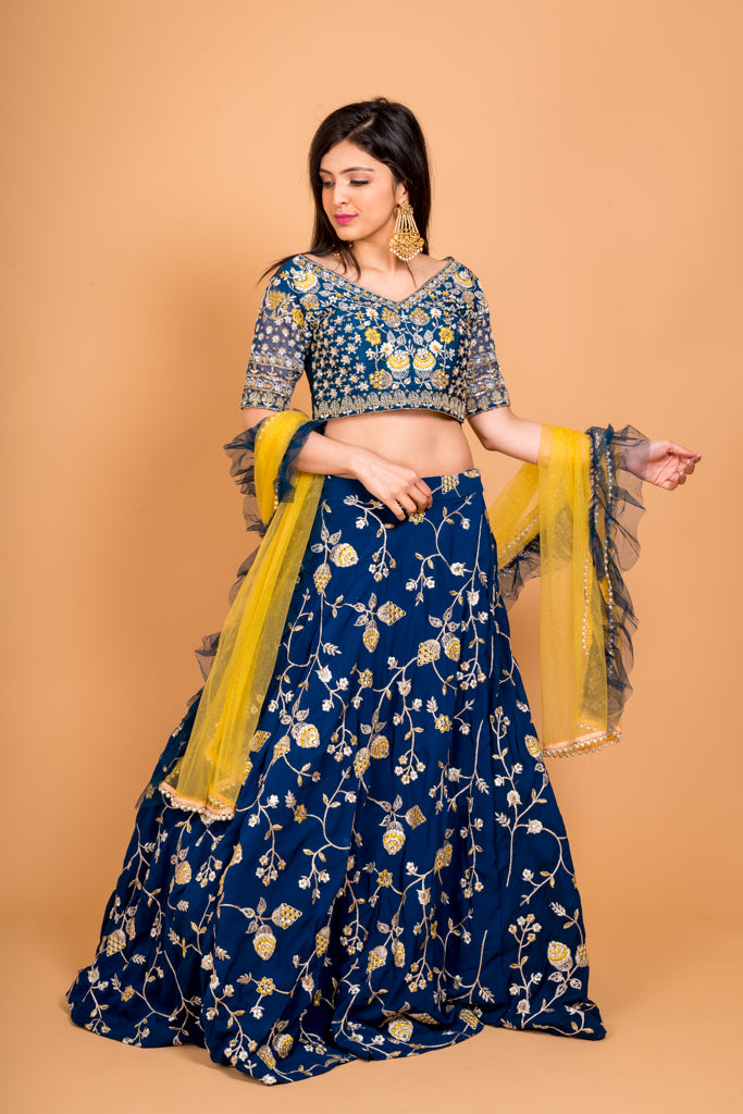 Lime 'n' Blue lehenga