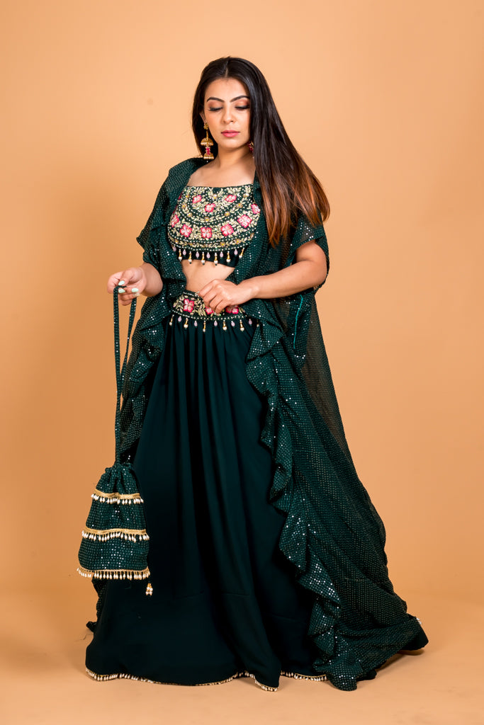 Jade green lehenga