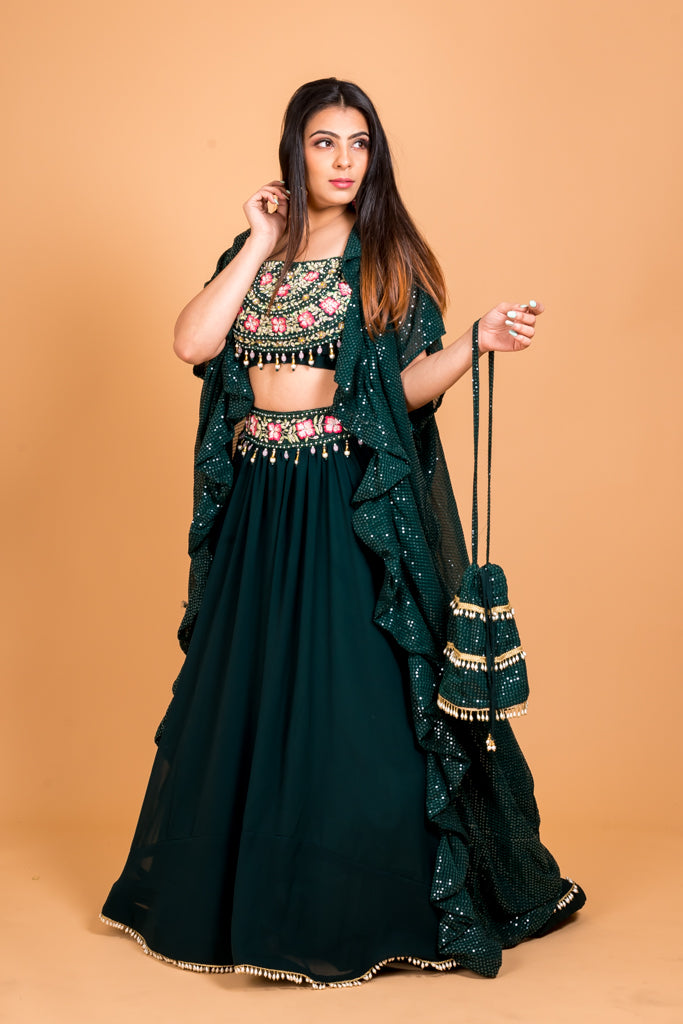 Jade green lehenga