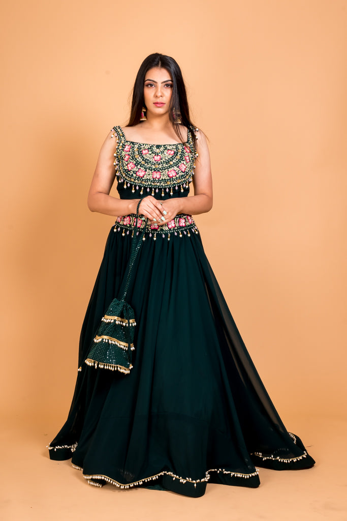 Jade green lehenga