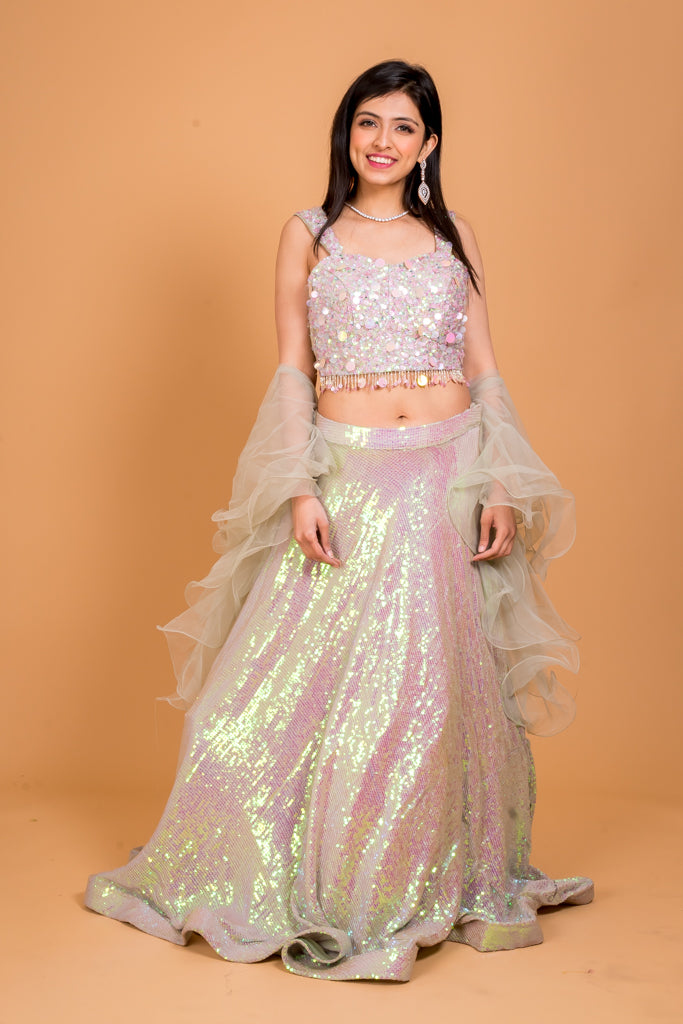 Glistening rainbow lehenga