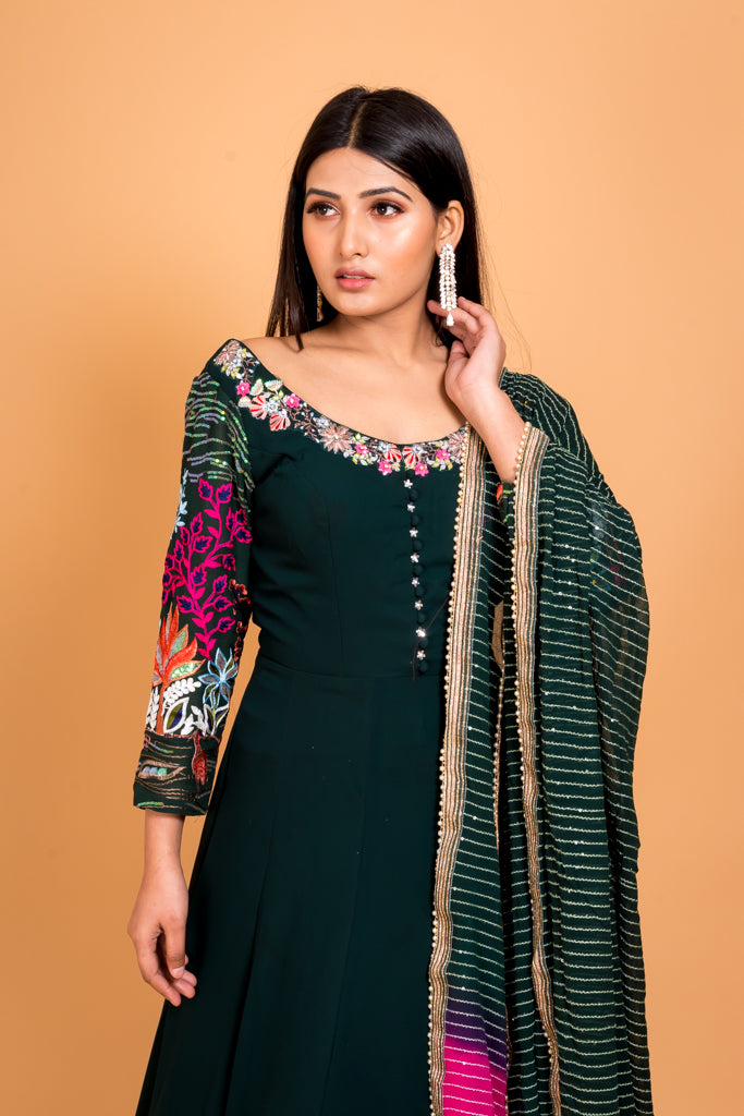 Forest green anarkali