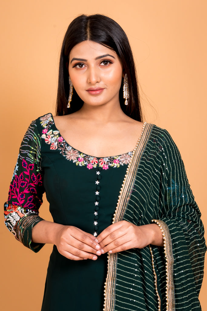 Forest green anarkali