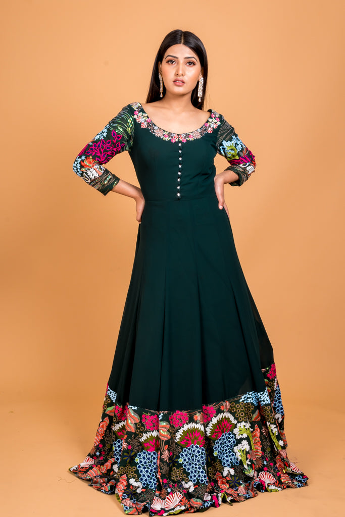 Forest green anarkali