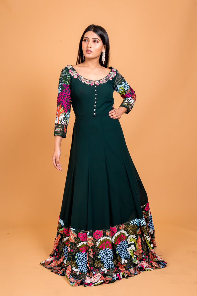 Forest green anarkali