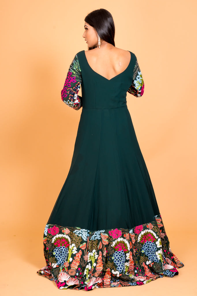 Forest green anarkali