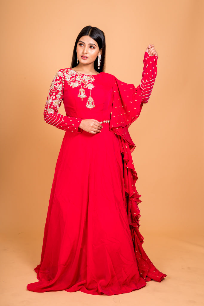 Coral Anarkali Suit