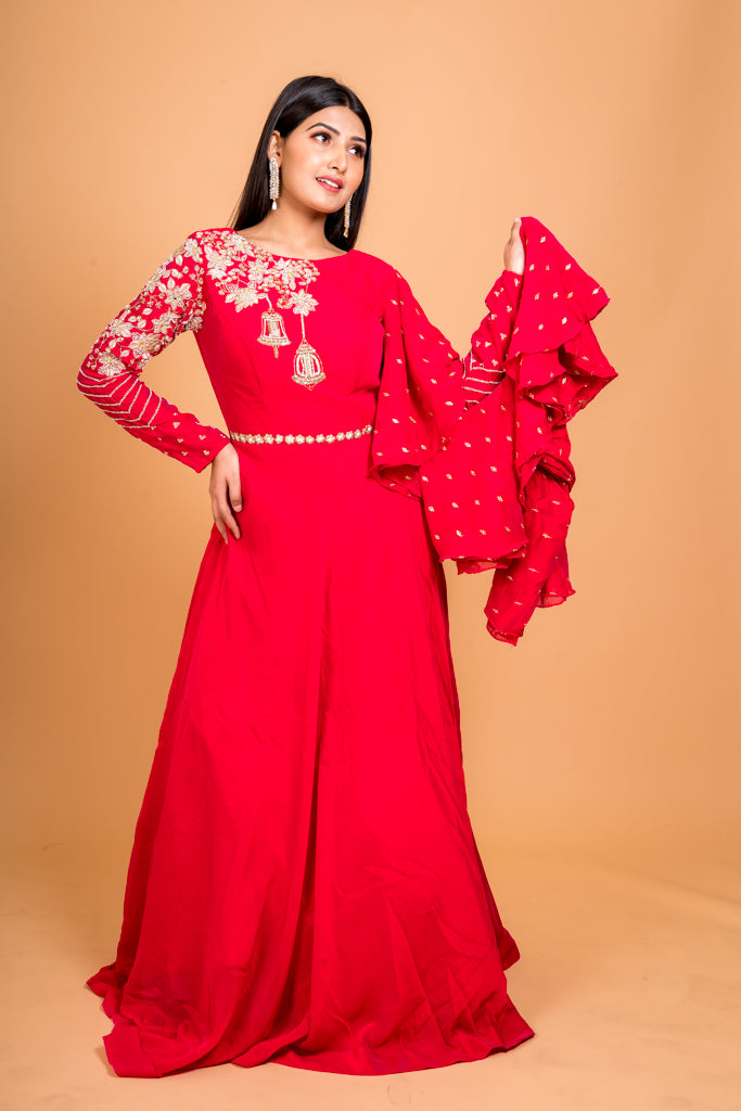 Coral Anarkali Suit