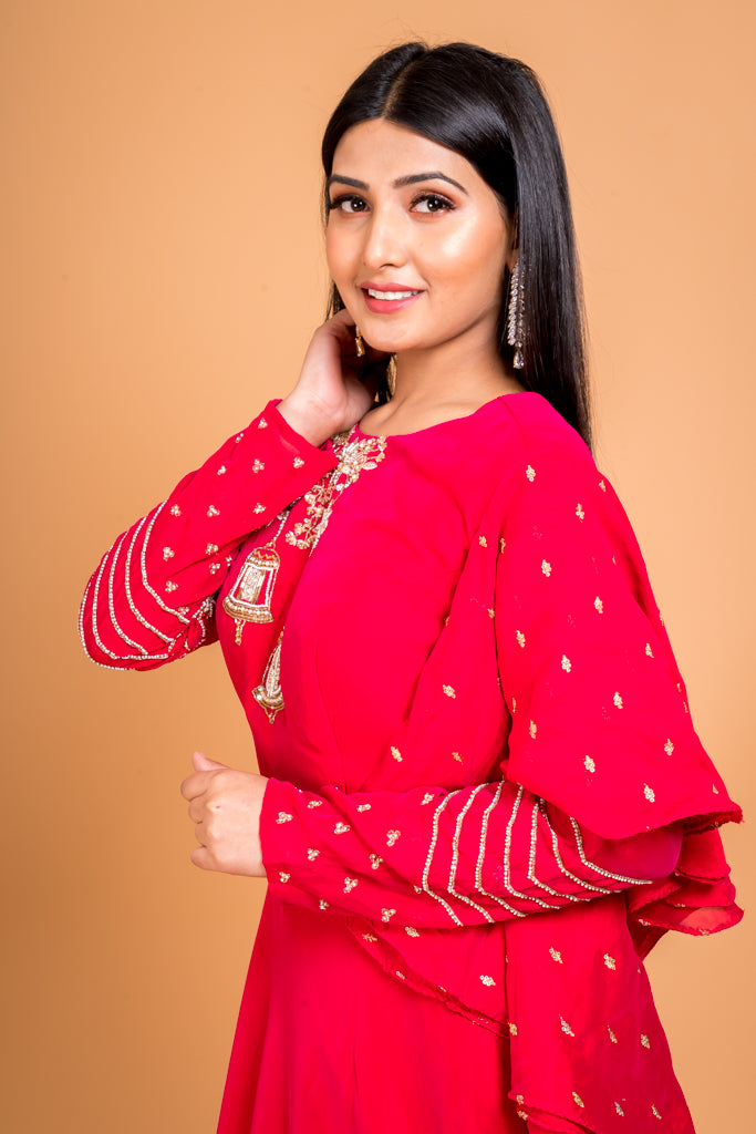 Coral Anarkali Suit