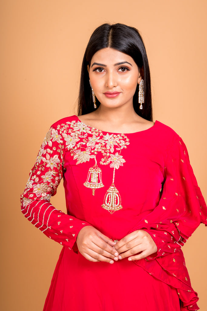 Coral Anarkali Suit