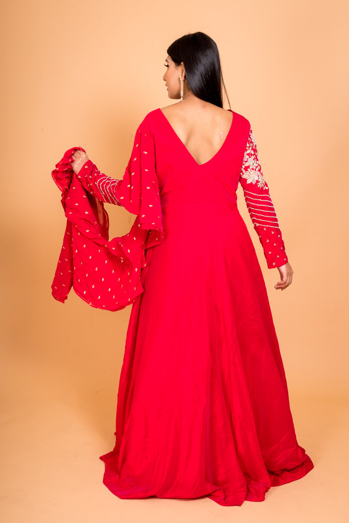 Coral Anarkali Suit