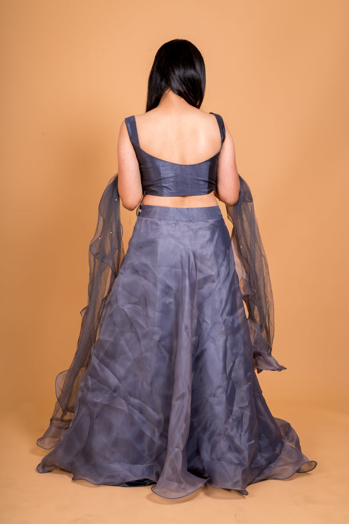 Glossy grey lehenga