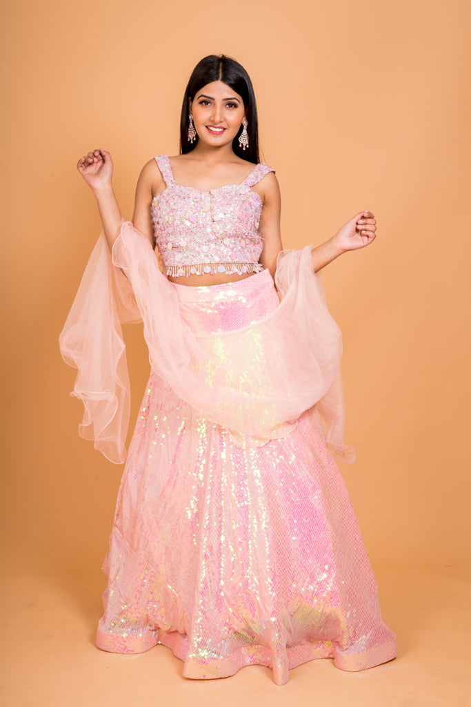 Flamingo pink Lehenga