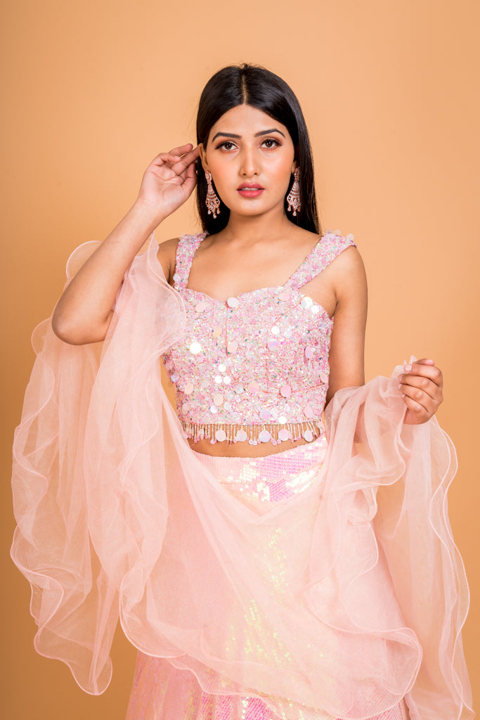 Flamingo pink Lehenga