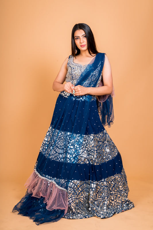 Luminous Blue Lehenga