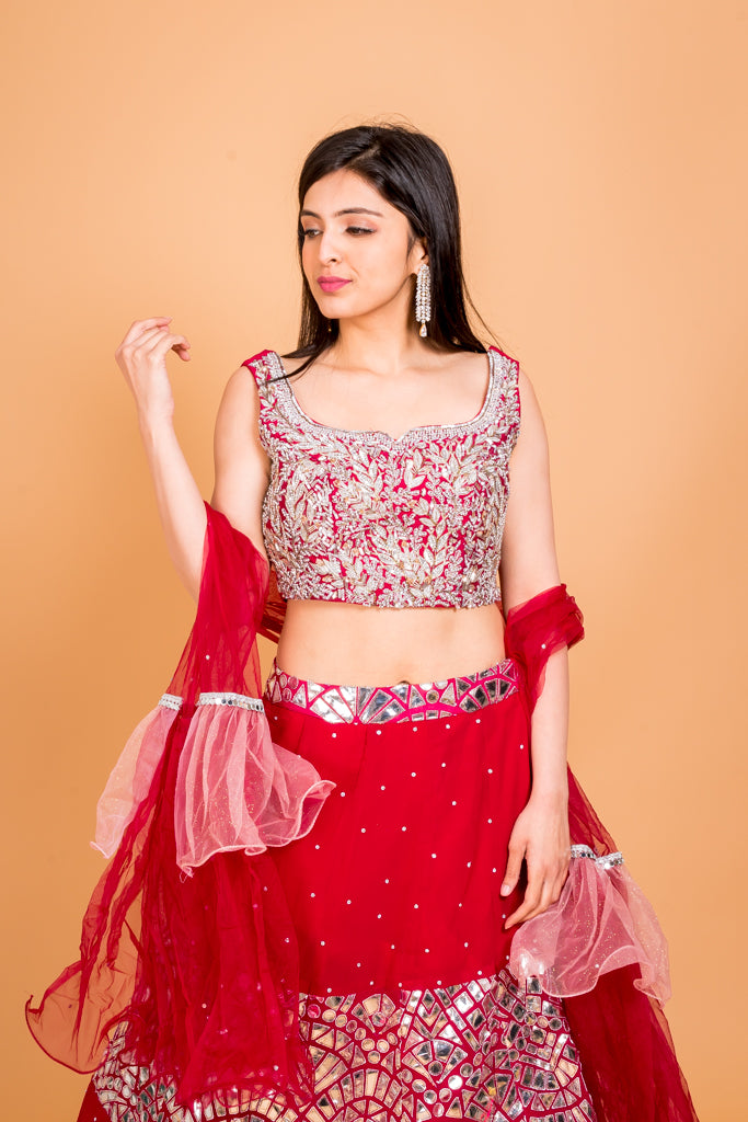 Ruby Red lehenga